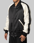 Liquid Logo Graphic Satin Souvenir Jacket - Black