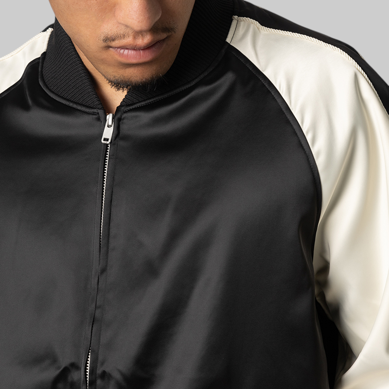 Liquid Logo Graphic Satin Souvenir Jacket - Black