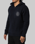 Symbol Mohair Zip-Up Cardigan Hoodie - Navy