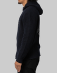 Symbol Mohair Zip-Up Cardigan Hoodie - Navy