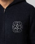 Symbol Mohair Zip-Up Cardigan Hoodie - Navy