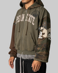 Reconstructed Applique Sweatshirt Zip Hoodie - Camo