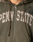 Reconstructed Applique Sweatshirt Zip Hoodie - Camo