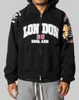 London Reconstructed Folded Zip Hoodie - Black