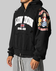 London Reconstructed Folded Zip Hoodie - Black