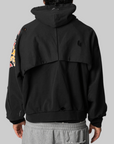 London Reconstructed Folded Zip Hoodie - Black