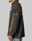 Paneled Jersey Button-Up Shirt - Black