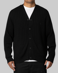 Big Rib Knit Cardigan - Black