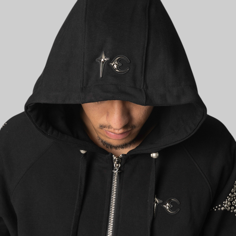 Iron Steel Focus Zip-Up Hoodie - Black