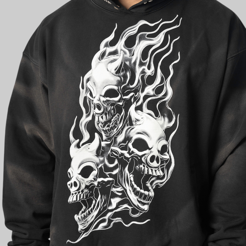 Hotheaded Riding Skull Hoodie - Black