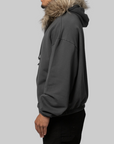 Fur Masked Hoodie - Dark Grey