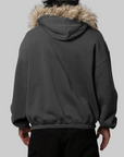 Fur Masked Hoodie - Dark Grey