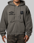 Royal Arms Zip Masked Hoodie - Smock Grey
