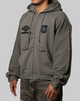 Royal Arms Zip Masked Hoodie - Smock Grey