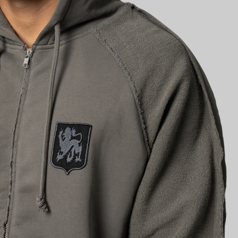 Royal Arms Zip Masked Hoodie - Smock Grey