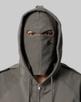 Royal Arms Zip Masked Hoodie - Smock Grey