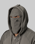 Royal Arms Zip Masked Hoodie - Smock Grey