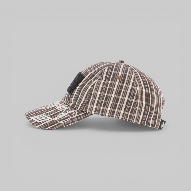 Check Hazard Cap - Beige Dark Brown