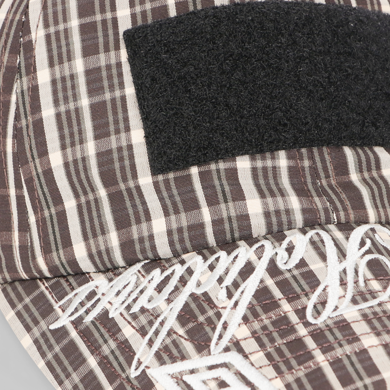 Check Hazard Cap - Beige Dark Brown