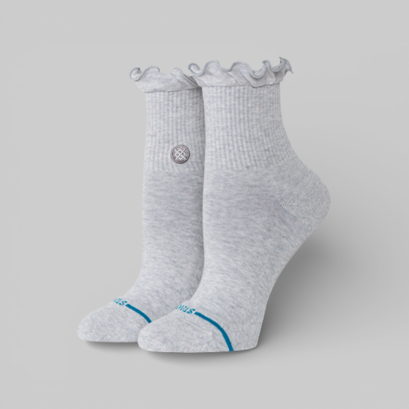 Women's Ruffle Icon Quarter Sock - Heather Grey