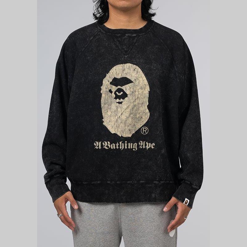 A Bathing Ape Overdye Relaxed Fit Crew - Black - LOADED