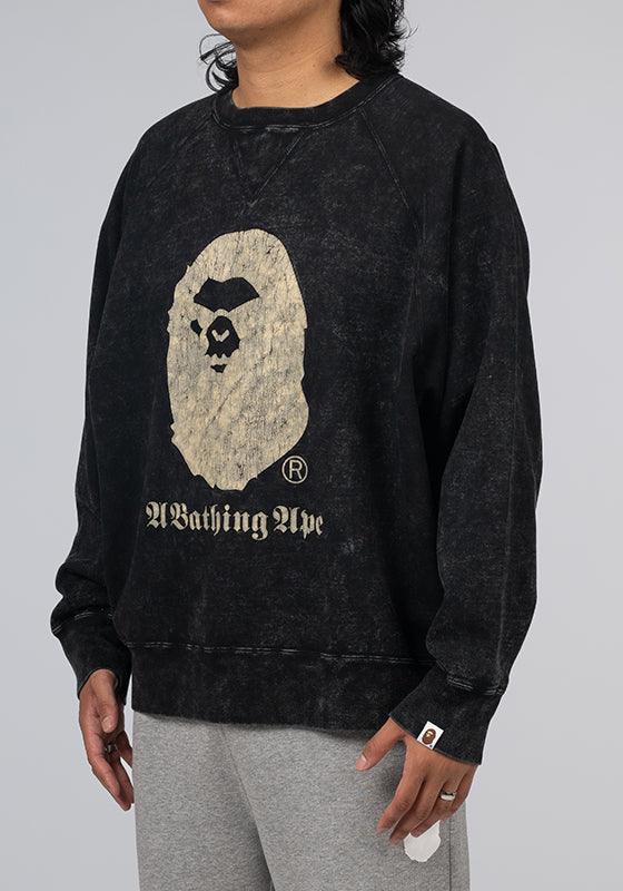 A Bathing Ape Overdye Relaxed Fit Crew - Black - LOADED