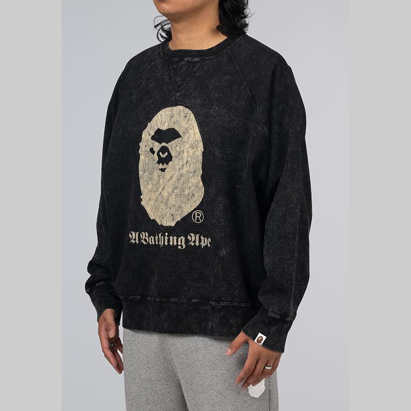 A Bathing Ape Overdye Relaxed Fit Crew - Black - LOADED