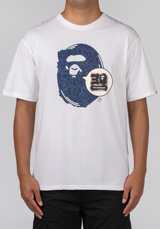 Bape 30th Anniversary Ape Head T-Shirt - White/Navy - LOADED