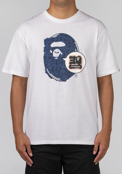 Bape 30th Anniversary Ape Head T-Shirt - White/Navy - LOADED