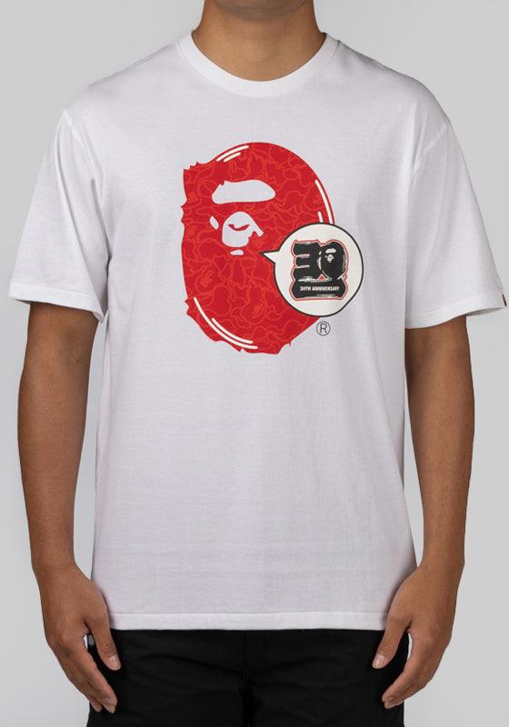 Bape 30th Anniversary Ape Head T-Shirt - White/Red - LOADED