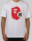 Bape 30th Anniversary Ape Head T-Shirt - White/Red - LOADED