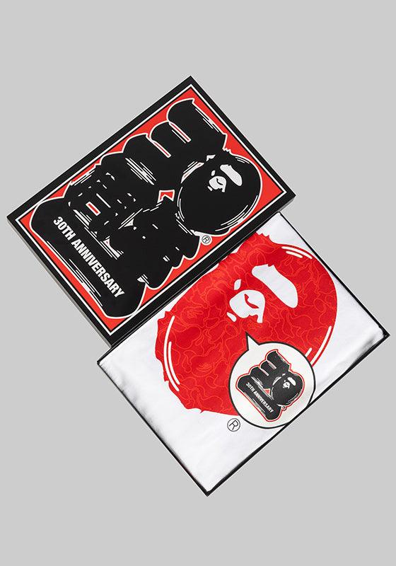 Bape 30th Anniversary Ape Head T-Shirt - White/Red - LOADED