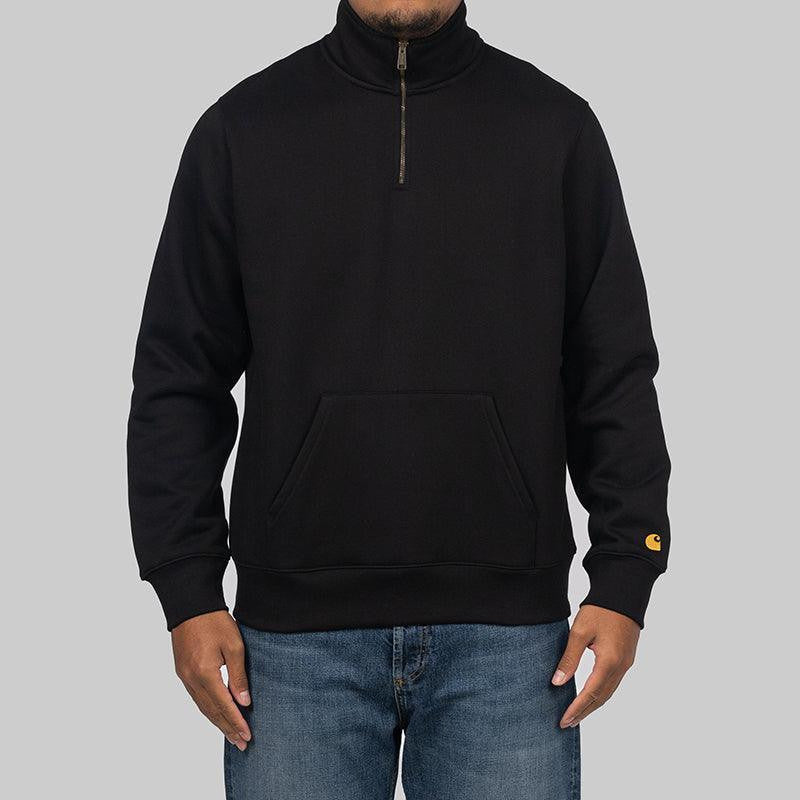 Chase Neck Zip Sweat - Black/Gold - LOADED