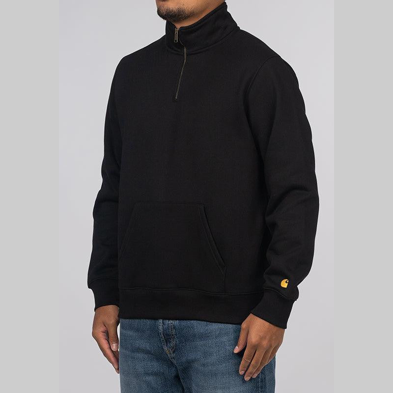 Chase Neck Zip Sweat - Black/Gold - LOADED