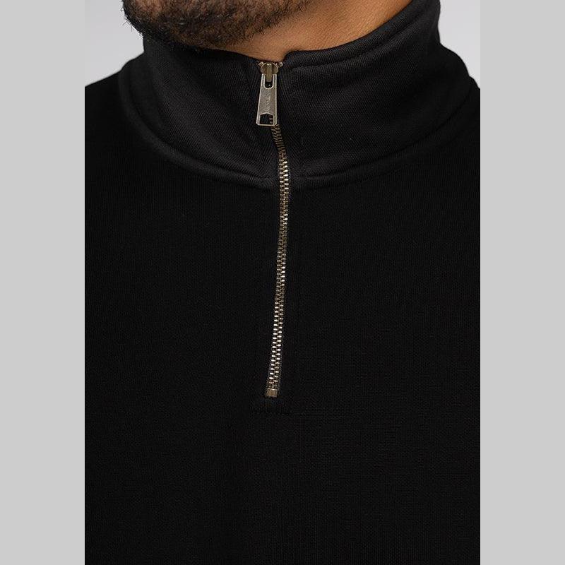 Chase Neck Zip Sweat - Black/Gold - LOADED