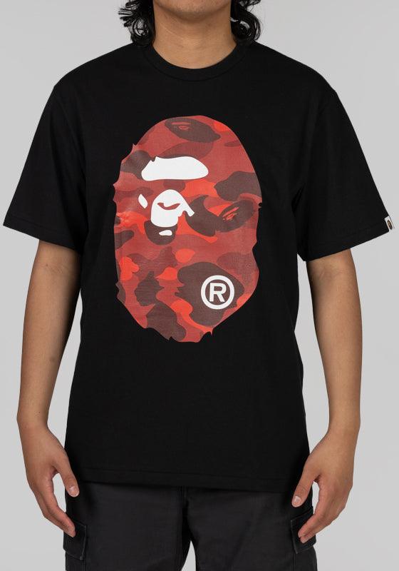 Colour Camo Big Ape Head T-Shirt - Black/Red - LOADED