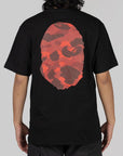 Colour Camo Big Ape Head T-Shirt - Black/Red - LOADED