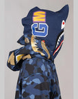 Colour Camo Double Shark Full Zip Hoodie - Navy - LOADED