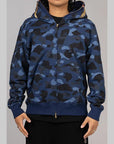 Colour Camo Double Shark Full Zip Hoodie - Navy - LOADED