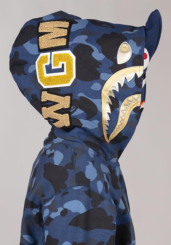 Colour Camo Double Shark Full Zip Hoodie - Navy - LOADED