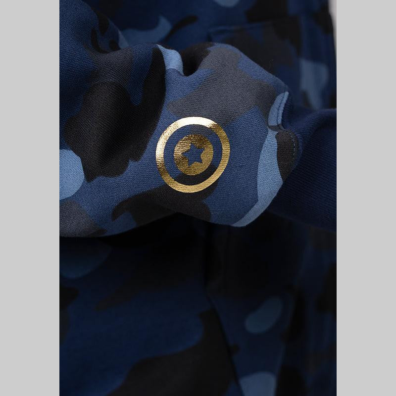 Colour Camo Double Shark Full Zip Hoodie - Navy - LOADED