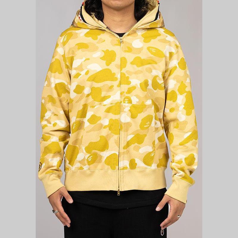 Colour Camo Double Shark Full Zip Hoodie - Yellow - LOADED