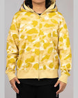 Colour Camo Double Shark Full Zip Hoodie - Yellow - LOADED