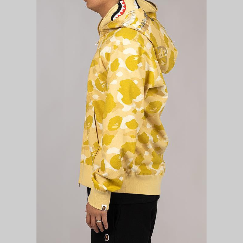 Colour Camo Double Shark Full Zip Hoodie - Yellow - LOADED