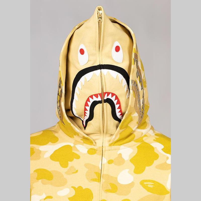 Colour Camo Double Shark Full Zip Hoodie - Yellow - LOADED