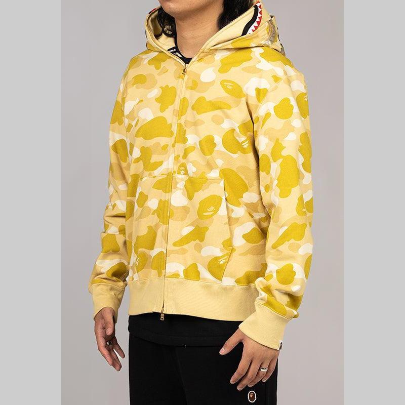 Colour Camo Double Shark Full Zip Hoodie - Yellow - LOADED