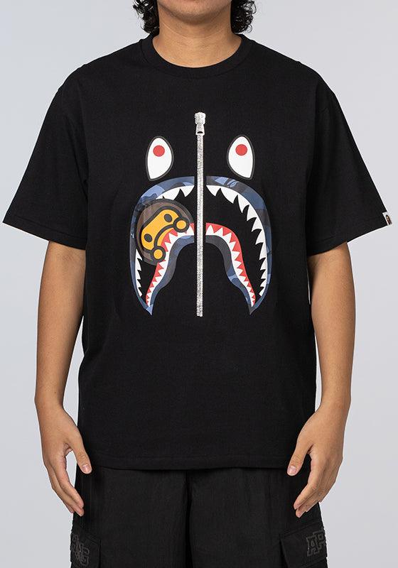 Colour Camo Milo Shark T-Shirt - Black/Navy - LOADED