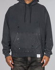 Damage Sweatparka Long Sleeve - Black - LOADED