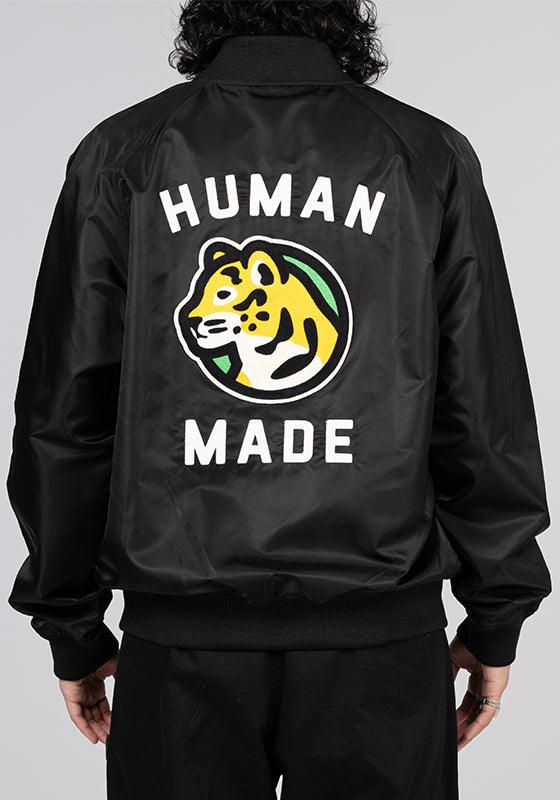 &quot;Dry Alls&quot; Black Stadium Jacket - Embroidered Tiger - LOADED