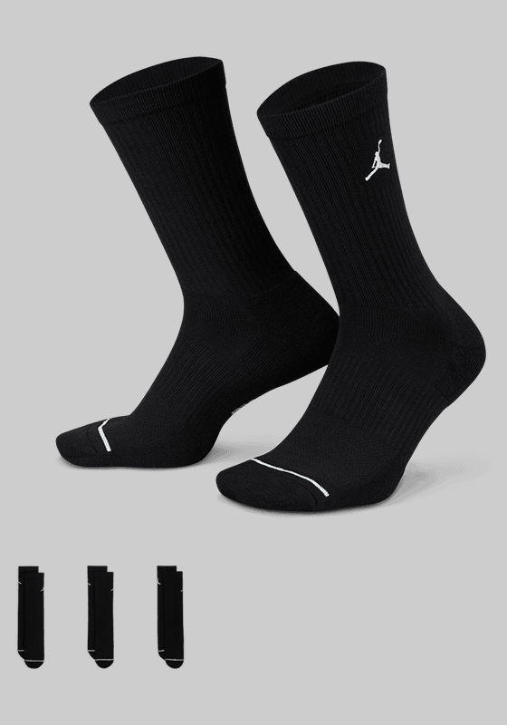Everyday Crew Socks 3 Pack - Black/White - LOADED